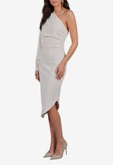 Federica Tosi Asymmetric One-Shoulder Midi Dress White 31201-313-02