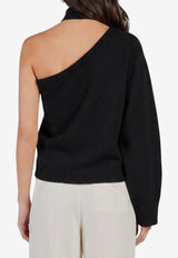 Federica Tosi One-Shoulder Knit Top with Scarf Black 32008-351-29