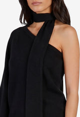 Federica Tosi One-Shoulder Knit Top with Scarf Black 32008-351-29