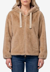 Herno Faux Fur Zip-Up Jacket Beige GI000318D-12739-1985