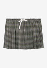 Miu Miu Plaid Check Pleated Mini Skirt Gray MG2752OOO6210/T_MIU-F068U