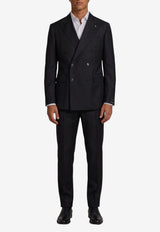 Tagliatore Super 100's Double-Breasted Wool Suit Black 2SNY10BNT-070001-N5712