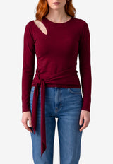 Federica Tosi Cut-Off Knit Top with Sash Red 32005-350-51