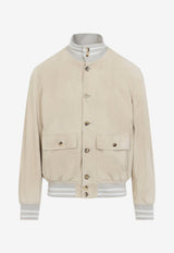 Suede Leather Bomber Jacket