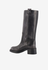 ALOHAS Sajan Distressed Leather Mid-Calf Boots Black S10055001Black_BLACK_70332282