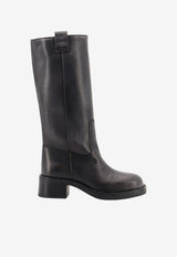 ALOHAS Sajan Distressed Leather Mid-Calf Boots Black S10055001Black_BLACK_70332282