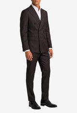 Tagliatore Super 100's Double-Breasted Wool Suit Brown 2SNY10BNT-070001-M1151