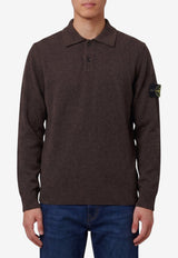 Stone Island Logo Patch Polo Sweater Brown L2S155100018-S00B4-V0M62