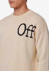 Off-White Intarsia Knit Bookish Shared Sweater Cream OMHE20QF26-KNI00110-110