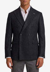 Tagliatore Super 100's Double-Breasted Wool Blazer Gray 1SNY10B-070039-N1261