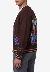 Off-White Cat Off Knitted Varsity Cardigan Brown OMHB019F26-KNI00150-510