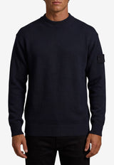Stone Island Logo Patch Knitted Sweater Blue L2S155100063-S00FA-V0020