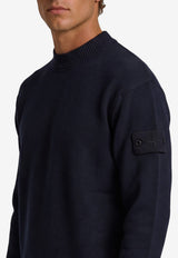 Stone Island Logo Patch Knitted Sweater Blue L2S155100063-S00FA-V0020