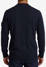 Stone Island Logo Patch Knitted Sweater Blue L2S155100063-S00FA-V0020