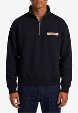 Jacquemus Gros Grain Half-Zip Sweatshirt Black SSM00313-AJ00174-990