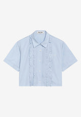 Miu Miu Ruffled Poplin Shirt Light Blue MK2045OOO10RG/T_MIU-F0013