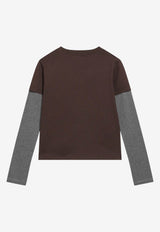 Miu Miu Long-Sleeved Jersey T-shirt Brown MJLA74OOO17OR/T_MIU-F03YR