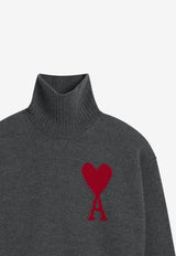 AMI PARIS Ami De Coeur Turtleneck Sweater Gray UKS839U018/T_AMI-084