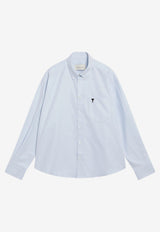 AMI PARIS Long-Sleeved Ami De Coeur Shirt Light Blue HSH822CO0031/T_AMI-450
