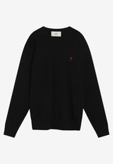 AMI PARIS Crewneck Ami De Coeur Sweater Black HKS826001/T_AMI-009