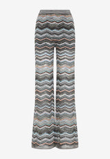 Zigzag Knit Wide-Leg Pants