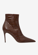 Paris Texas Vera 85 Ankle Boots in Croc-Embossed Leather Brown PX2073-XCOCO-CIOCCOLATO