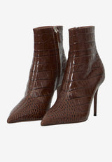 Paris Texas Vera 85 Ankle Boots in Croc-Embossed Leather Brown PX2073-XCOCO-CIOCCOLATO