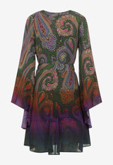 Paisley Print V-neck Mini Dress