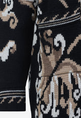 Oversized Wool Jacquard Cardigan
