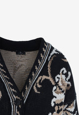 Oversized Wool Jacquard Cardigan