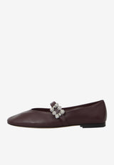 Roger Vivier Efflorescence Strap Ballet Flats in Nappa Leather Bordeaux RVW74344630-91T-R805
