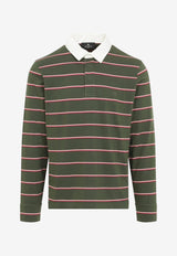 Long-Sleeved Stripe Polo T-shirt