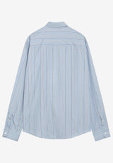 AMI PARIS Striped Ami De Coeur Shirt Light Blue USH878CO0249/T_AMI-A232