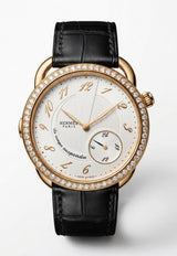 Large Arceau le Temps Suspendu 38mm Watch in Matte Alligator Single Tour Strap and Diamond Bezel