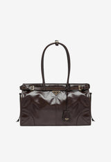 Prada Large Bonnie Leather Shoulder Bag Brown 1BA433MOM2CYR/T_PRADA-F01D6