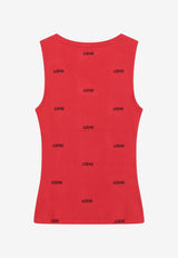 Loewe Logo Ribbed Tank Top Red S359Y23XBACO/T_LOEW-7100