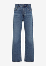 Logo Patch Washed Denim Pants