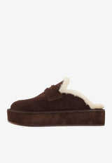 Suede Shearling Sabot Mules