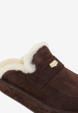 Suede Shearling Sabot Mules