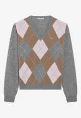 Prada Argyle Knit Sweater Gray P24G3QOOO6519/T_PRADA-F0LPX