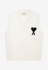 AMI PARIS Intarsia Knit Ami De Coeur Sweater Vest White UKS902018/T_AMI-151