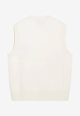 AMI PARIS Intarsia Knit Ami De Coeur Sweater Vest White UKS902018/T_AMI-151