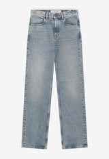 Golden Goose DB Logo Patch Faded Jeans Blue GWP02353P002607/T_GOLDE-50100