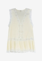 Chloé Lace-Trimmed Peplum V-neck Top Cream CH26UHT93005103_Coconutmilk_70333357