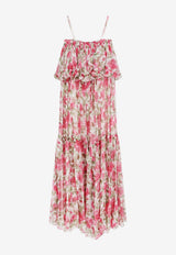 Chloé Floral Print Silk Maxi Dress Pink CH26UR12427891Y_WhitePink_70333359