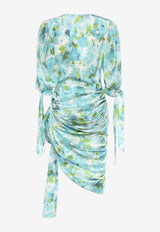 Chloé Floral Print Mini Draped Dress Blue CH26URO5238891J_Whiteblue_70333361