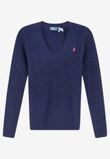 Polo Ralph Lauren Cable Knit V-neck Sweater Blue 211971866003_HUNTERNAVY_70027158