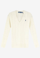 Polo Ralph Lauren Cable Knit V-neck Sweater White 211971866001_CREAM_70027253