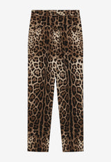 Dolce & Gabbana Leopard Print Wool Canvas Pants Brown FTAM2TFSBAV/T_DOLCE-HY13M