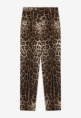 Dolce & Gabbana Leopard Print Wool Canvas Pants Brown FTAM2TFSBAV/T_DOLCE-HY13M